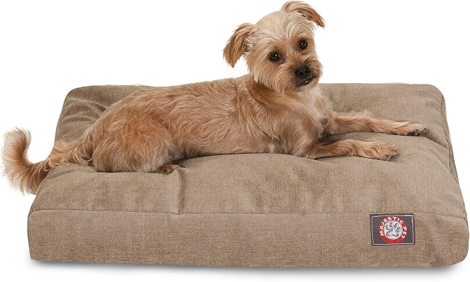 Majestic Pet Shredded Memory Foam Dog Bed Small with Removable Washable Cover – Rectangle Orthopedic Dog Bed–Durable Dog Crate Bed-Flat Dog Bed for Senior Dogs - (27x20) S - Villa - Pearl