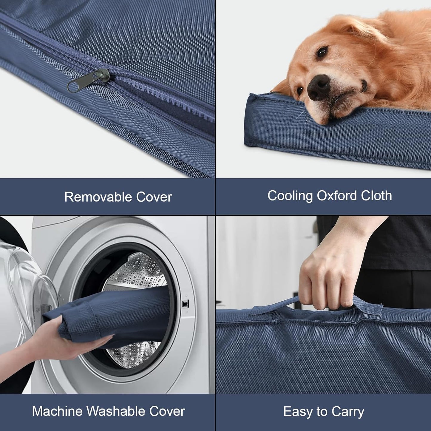 Outdoor Dog Bed for Small Dogs, Waterproof Dog Crate Bed for Small Dogs, Orthopedic Egg Crate Foam Puppy Beds with Washable and Removable Oxford Cover, Navy