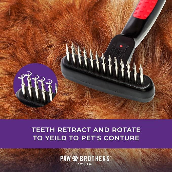 RYAN'S PET SUPPLIES Paw Brothers Magic Spring Undercoat Rake and Large Extra Long Gard Pin Slicker Bundle
