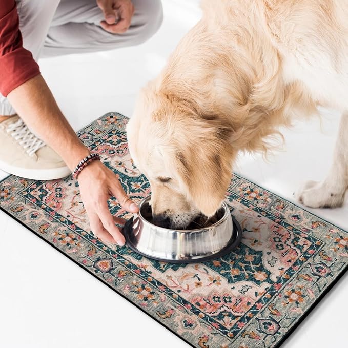Dog Food Mat for Floors Waterproof Quick Dry Pet Placemat Cat Feeding Bowls Mats for Food and Water, Eco-Friendly Dog Accessories Diatomite Pets Supplies 16" X 24"