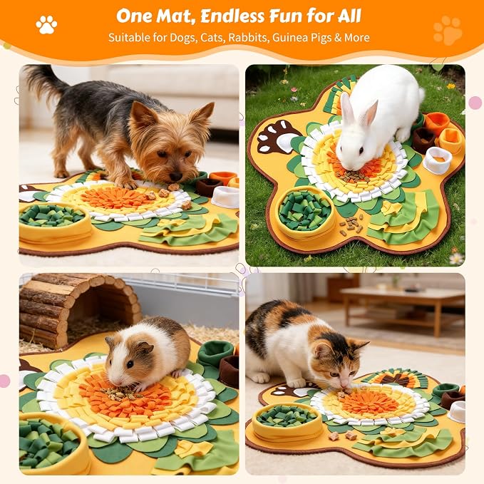 Snuffle Mat for Dogs, Pet Foraging Mat for Small and Medium Dogs, Interactive Puzzle Sniff Pad for Puppies to Keep Busy & Stress Relief, Slow Feeder Mats with Squeaky Sounds