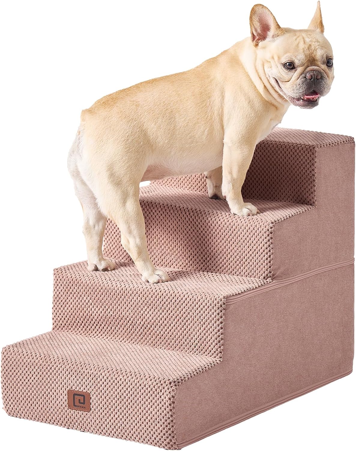 EHEYCIGA Dog Stairs for Bed 18" H, 4-Step Dog Steps for High Bed, Pet Steps for Small Dogs and Cats, Non-Slip Balanced Pet Ramp Indoor, Pink