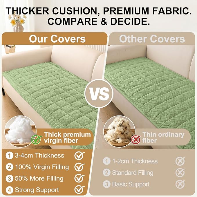 Smiry Couch Cover for Dogs, Non Slip Fuzzy Pet Sofa Covers Washable for 3 Cushion Couch, Soft Thick Furniture Protector for Cats Dogs, Against Fur, Dirt, Scratch Resistant (Grass Green, 27.6"x70.9")