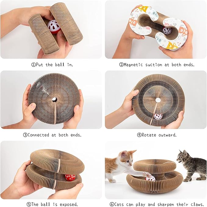 Kitty Kurlz Magic Organ Cat Scratcher Toys for Indoor, 1 Pack Twisty Paws Kitten Toy Cardboard Scratching Pads for Claw Grinding Interactive Mental Physical Exercise