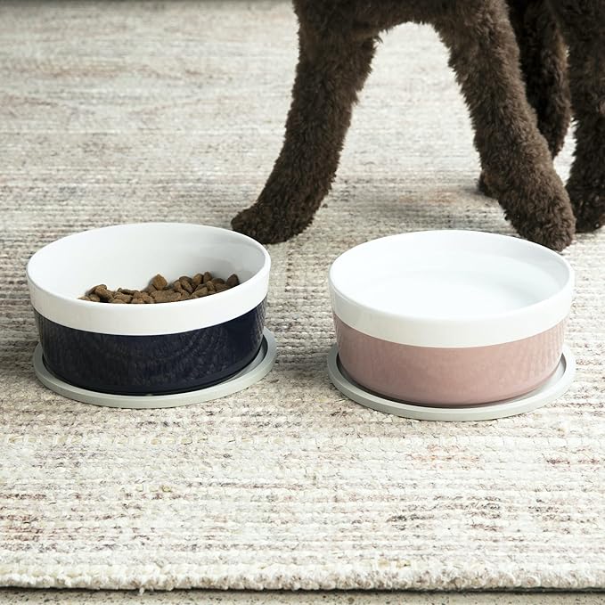 Waggo Habit Silicone Dog Placemat – Set of 2 Modern Heavyweight Silicone Dog Food Mats, Dishwasher Safe, Non-Slip, Solid Color – White (Medium, 7")