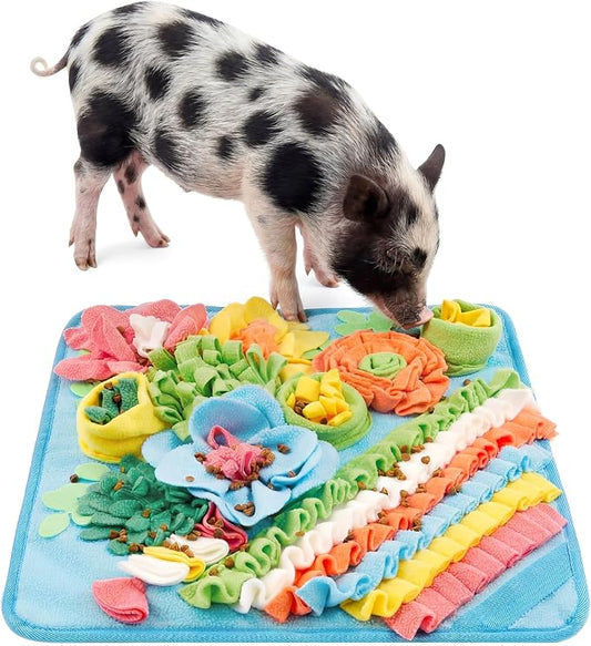 Novabright Piggy Snuffle Mat 15.75 x 15.75 Inches, Colorful Foraging Pad for Pigs Enrichment Toys with Non-Skid Backing, Sniffing Mat for Guinea Pigs, Rabbits, Dogs, Easy to Clean