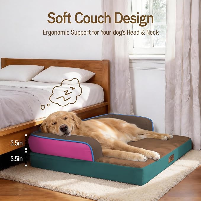Comfort Expression Dog Bed Large Size Dog - XL Pet Bed Waterproof Orthopedic Pet Couch Memory Foam Sofa Bolster with Removable Cover - 42 x 30