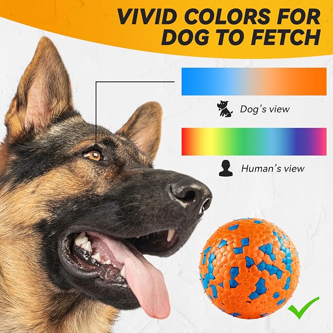 FUSOTO 4Pcs Dog Balls, Tennis Balls for Dog Aggressive Chewers, for Large Medium Small Puppy, Training Catch&Fetch, Water Floats Toys, Orange