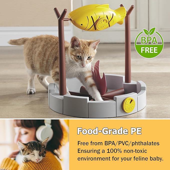 PetPals Cat Slow Feeder, Treat Dispenser - Interactive Cat Puzzle Toy for Small Pets & Kittens, Mental Stimulation Pet Food Feeding Toy, Dry Food Dispensing Cat Toy