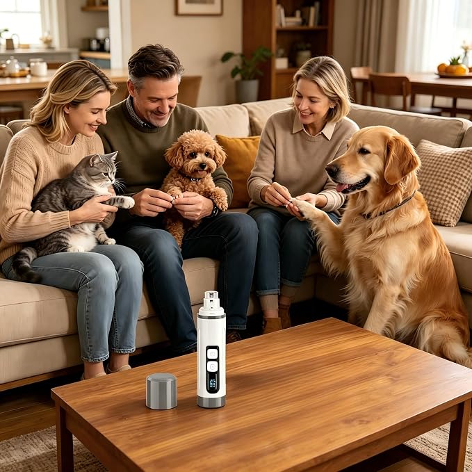 Dog Nail Grinder Quiet- 3-Speed Dog & Cat Nail Grinder with LED Light & Battery Display & Upgrade Grinding Head - Painless Nail Trimmer for Small to Large Pets, Thick Nails, and Sensitive Paws