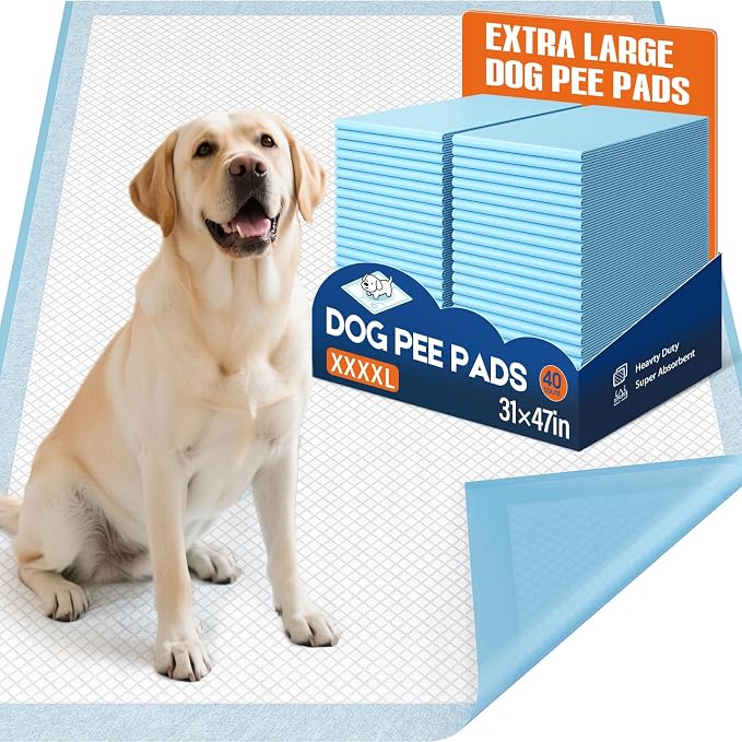 Dog Pee Pads Extra Large 31"x47" - XXL Disposable Puppy Potty Training Pads for Dogs, Heavy Duty 6-Layer Leak-Proof, Super Absorbent & Quick-Dry, 20 Count