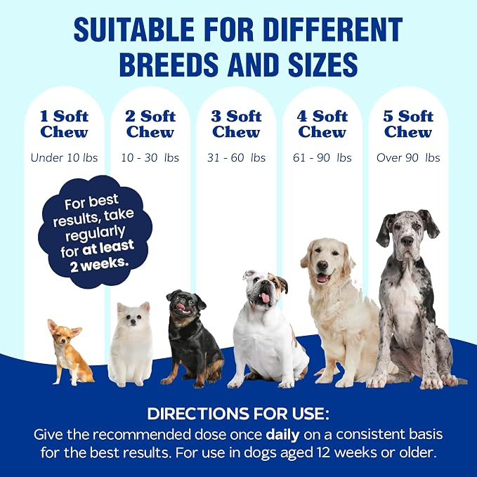 Hemp Calming Chews for Dogs – Dog Calming Chews & Anxiety Relief Treats with Melatonin–Stress Relief for Barking, Thunder, Fireworks, Travel & Separation Anxiety–Vet Formulated-Made in USA - 120 Chews