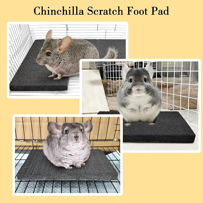 BNOSDM 2Pcs Black Rabbit Grinding Claw Pads 2Pack Bunny Scratch Foot Pads and Large Hamster Play Wooden Platform with Ladder Small Animal Standing Platform Mouse Squirrel Gerbil Guinea Pig
