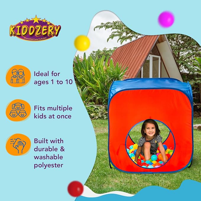 Kids Play Tent with 50 Balls – 3-Piece Tunnel & Ball Pit Combo – Indoor/Outdoor Pop-Up Set with Mesh Panels & Carry Bag