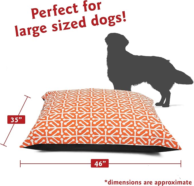 Majestic Pet Large Rectangle Dog Bed - Washable, Non-Slip, Comfy Crate Pillow for Large Breeds - 46 x 35 Inch Kennel Bed - Aruba Orange