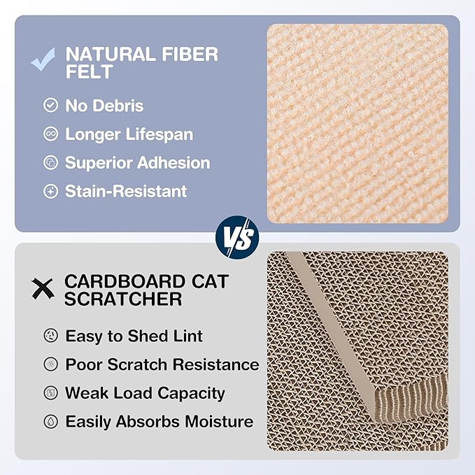 157.5" x 15.8" Cat Scratch Furniture Protector, Self-Adhesive Couch Protector from Cat Claws, Cats Scratching Mat for Couch, Sofa, Wall & Door, DIY Cat Scratch Pads Replacement, 2 Pack (Khaki)