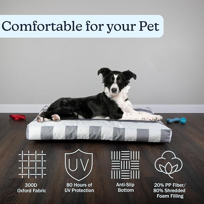 PETMAKER Dog Bed - Indoor/Outdoor Dog Bed with Removable Washable Cover and Non-Slip Bottom - 36in Medium Pet Bed for Dogs up to 70lbs - Water-Resistant Dog Beds (Gray)