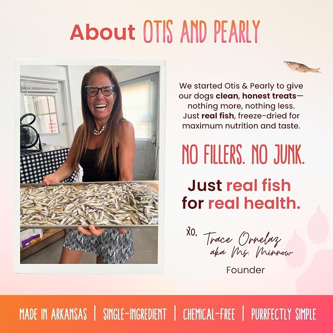 Otis & Pearly Freeze Dried Minnows for Cats - Pure, Single Ingredient Cat Treat, Whole Rosy Red Minnows, Made in USA - Healthy Protein for Small, Medium, Large Breeds (4 oz)