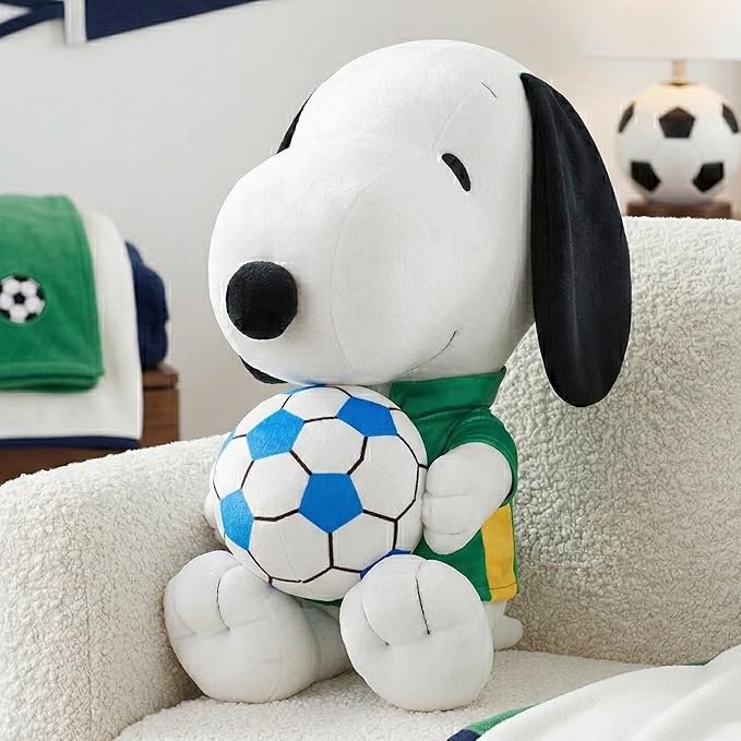 Peanuts Snoopy Soccer Plush Cuddle Pillow Buddy, Kids Bedding Super Soft Sports Pillow, 17" Tall, 2026 World Soccer Tournament (Officially Licensed Product) by Franco Collectibles
