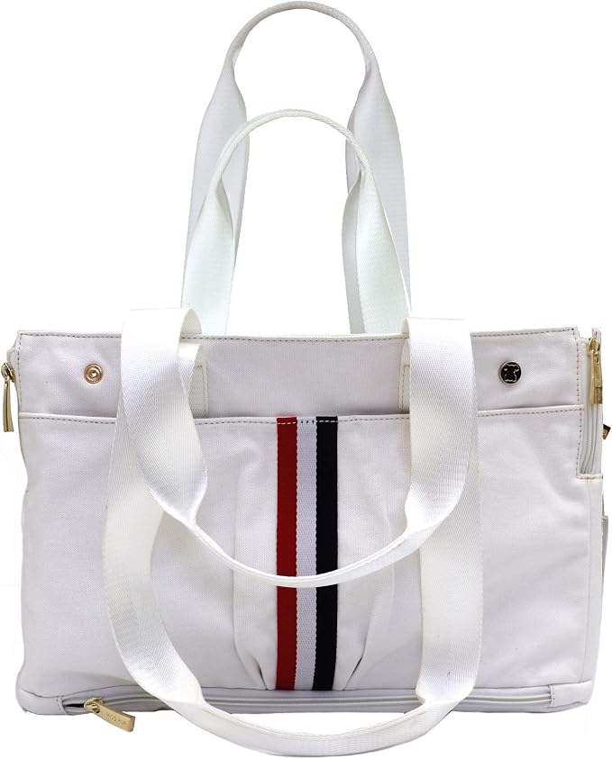 Shell Tote (Shell Tote ONLY for USE with Base PET Carrier, Stripe Canvas - White/RED White Blue)