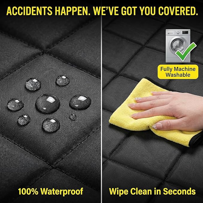 Chew Proof Dog Crate Pad – Indestructible Durable Crate Pad for Aggressive Chewers, Quilted Washable Waterproof Tough Kennel Mat, Replacement for Cage Tray, Indoor & Outdoor, 24.5″×33″, Black