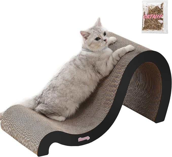 CSR1013A Kona 27" Modern Cardboard Double-Sided Wave Cat Scratcher with Catnip, Ink