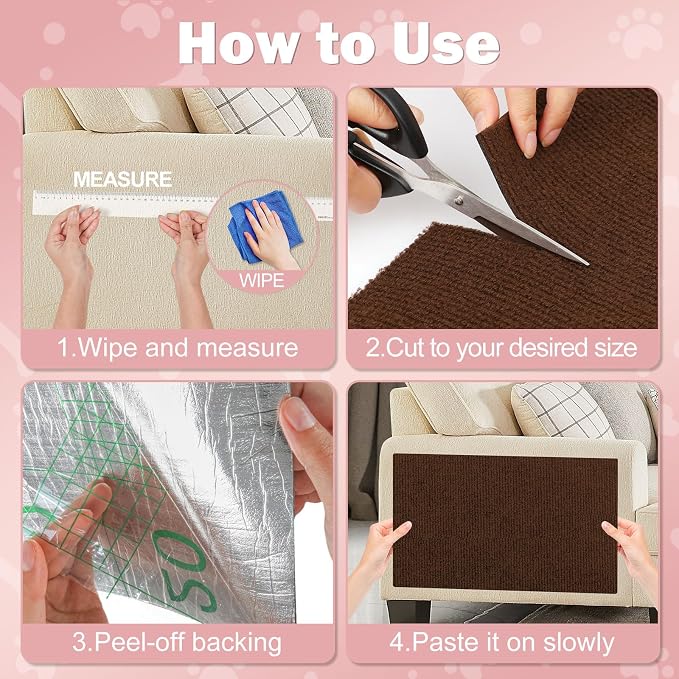 ENONCI Anit Cat Scratch Couch Furniture Protector,78.7x15.8 Cat Wall Corner Scratcher Pads Mat,DIY Cats Scratching Carpet Post Board Replacement