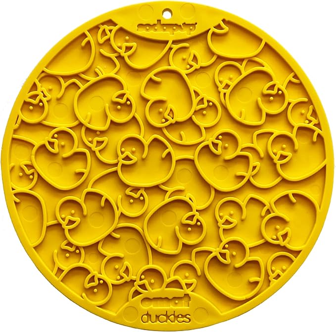 SodaPup Duckies eMat – Durable Lick Mat Feeder with Suction Cups Made in USA from Non-Toxic, Pet-Safe, Food Safe Rubber for Mental Stimulation, Digestive Health, Avoid Overfeeding, Calming, More