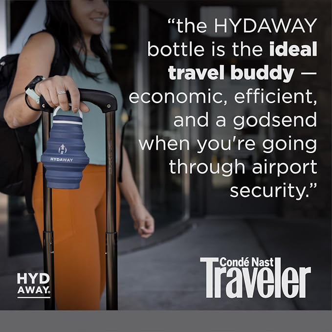 HYDAWAY Travel Collapsible Water Bottle 25oz - BPA-Free, Leakproof, Lightweight, Portable & Space-Saving - Perfect for Hiking, Travel, and All-Day Hydration
