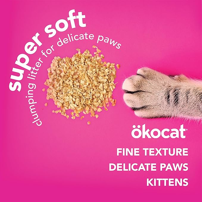 ökocat Super Soft Wood Unscented Clumping Cat Litter, 10.6 Pounds - Natural Ingredients, Stops Odor, Clumps Solid, 99% Dust Free, Great for All Cats, Sensitive Paws, Kittens