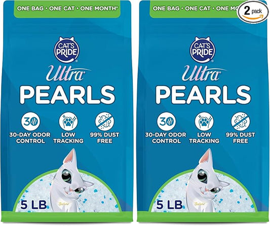 Ultra Pearls Cat Litter - 99.9% Dust Free, Low Tracking, Soft on Paws, Fragrance Free - 5 Lbs., (Pack of 2)