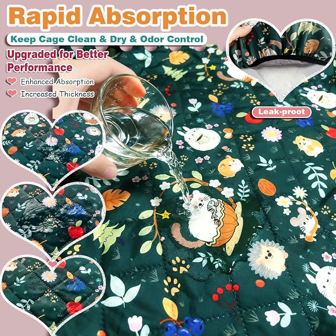 Ferret Cage Liner for Ferret Nation & Critter Nation Cage,Cute Animal Print,Washable Bedding,Cage Accessories for Ferrets, Chinchillas, Rats, Rabbits & Other Small Pets (Shelf Liner)