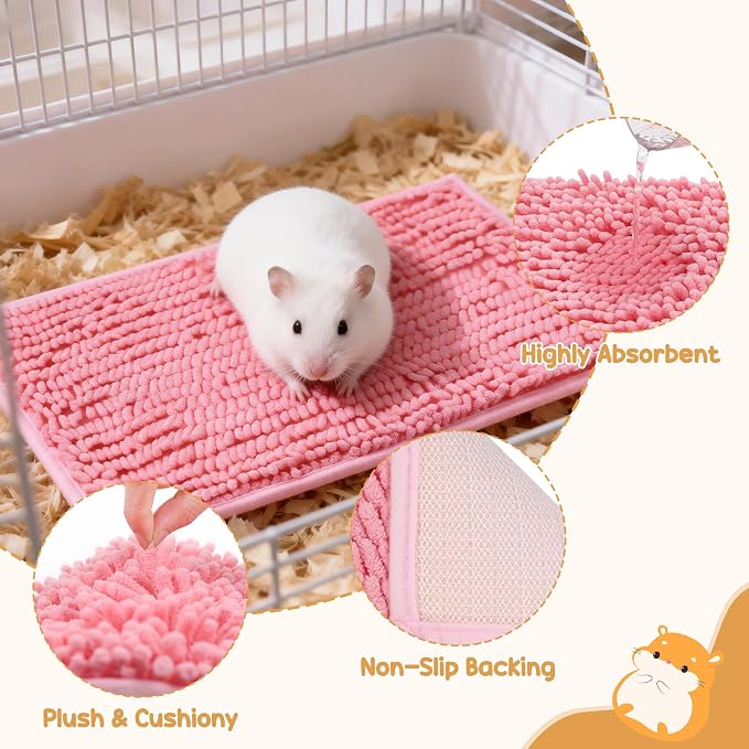 8 Pcs Guinea Pig Cage Liner, 16x12 Inch Washable Fleece Bedding Mats & Reusable Pee Pads for Rabbits and Small Animals (8 Colors)