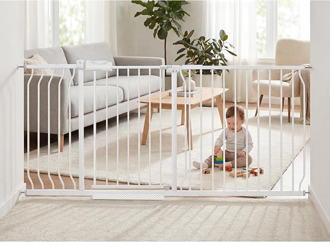 Baby Gates Extra Wide 66.93-71.65 Inch Large Long Baby Gates for Stairs Tension Pet Dog Gates Indoor for Doorways,No Drilling Pressure Mounted Pet Gates for Kids