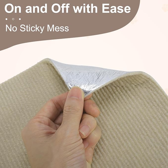 Cat Scratch Furniture Protector, Self-Adhesive Cat Scratcher Mat, Couch and Furniture Protector from Cat Claws, Brown, 1 Set