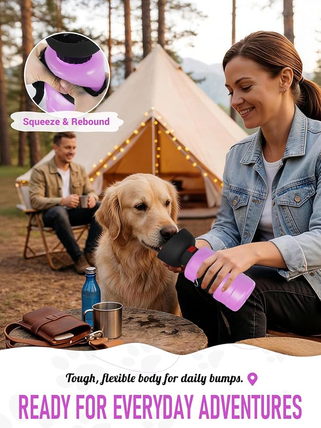 lesotc Dog Water Bottle Portable, 28oz Portable Dog Water Bottle with Bowl, Leak Proof Travel Bowl Dispenser for Dogs, One-Hand Squeeze Puppy Essentials for Walking, Hiking, Camping