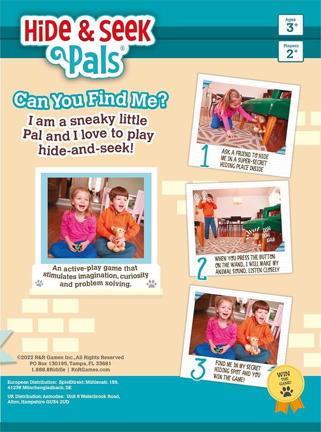 R&R Games Hide & Seek Pals Kupcake the Kitten Family Game - Hide and Seek with Animals, Seeker Wand Included, Ages 3+