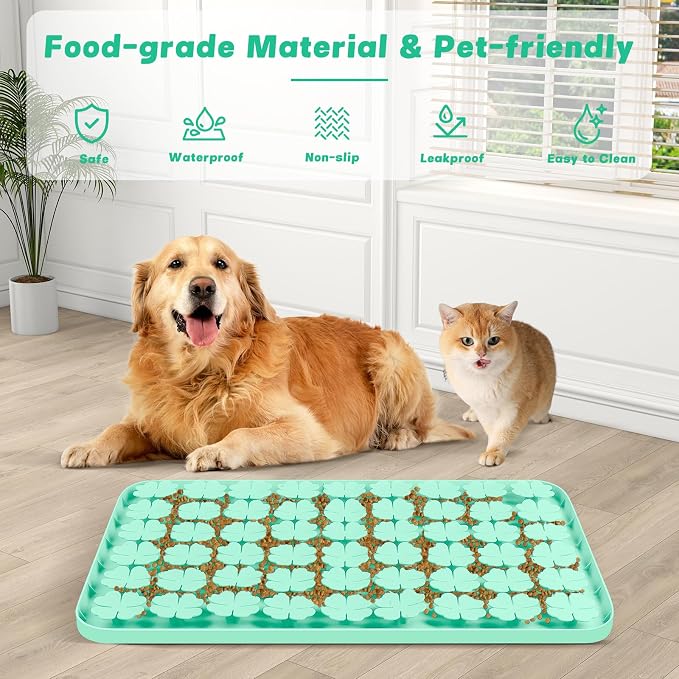 Dog Lick Mat, 23.6"x 15.7" Large Silicone Snuffle Mat with Suction Cups, Slow Feeder for Small Medium Large Dogs Slow Eating, Boredom Reducer (Green)