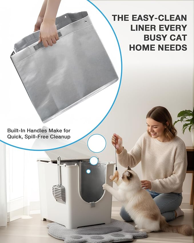 4 Pack Litter Box Liners F Compatible with Modkat Litter Box, Reusable Litter Liners for Modkat Cat Litter Box Type-F with Heavy-Duty Carrying Handles