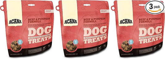 ACANA 3 Pack of Beef and Pumpkin Dog Treats, 3.25 Ounces Each, Freeze-Dried Raw Single-Source Protein