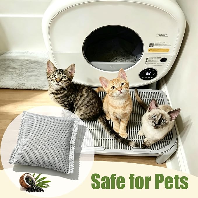NewKe 6 Pack Activated Carbon Cat Litter Box Deodorizer for PARUUNTYS and for Cumrige Automatic Litter Box, Unscented, Long-Lasting Deodorant Refills for Automatic Cat Litter Box