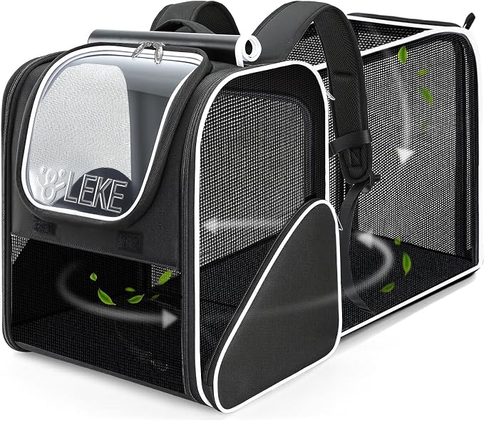 Lekereise Cat Backpack Carrier,Breathable Cat Carrier Large Space Bubble Pet Backpack for Kitty Small Dog,Expandable Bubble Pet Carrier for Hiking, Walking,Travel