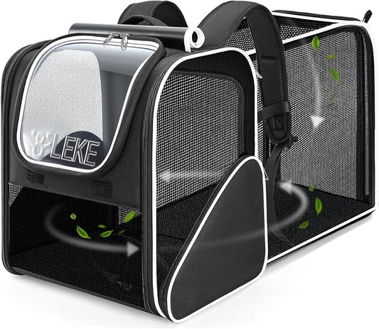 Lekereise Cat Backpack Carrier,Breathable Cat Carrier Large Space Bubble Pet Backpack for Kitty Small Dog,Expandable Bubble Pet Carrier for Hiking, Walking,Travel