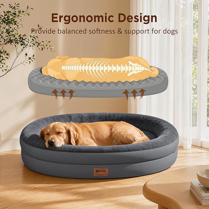 Orthopedic Dog Bed for Medium Dogs, Waterproof Dog Bed with Removable Bolsters, Egg Crate Foam Pet Couch for Medium Size Dog with Machine Washable Cover & Non-Slip Bottom, Dark Grey