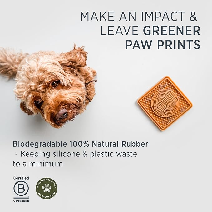 HEVEA Dog Licking Mat in Natural Rubber - with 25 Suction Cups - Slow Feeder Mat for Boredom Reducer and Anxiety Relief - Perfect for Bathing Grooming - Tested and Safe for Your Dog (Natural)