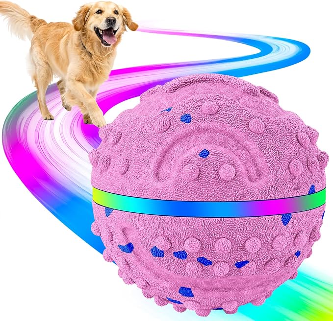 Interactive Dog Toys, Waterproof Smart Dog Ball, Rechargeable Moving Bouncing Dogs Ball with RGB Lights, 3 in 1 Play Modes Keeps Dogs Busy, E-TPU Material for Small Medium Dogs