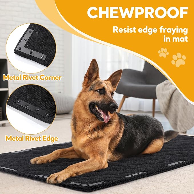 HOMBYS Chew Proof Dog Bed Mat with 20 Metal Rivets - Indestructible Kennel Pad for Teething Puppies & Aggressive Chewers, Durable Waterproof Crate Mat for Medium Dogs, 47" x 28" (Indoor/Outdoor Use)