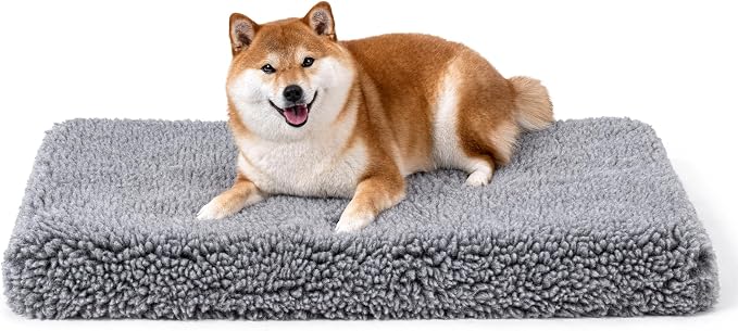 PELZIN Stoutwool 4" Indestructible Dog Bed - Orthopedic Chew Proof Dog Crate Pad - Fluffy Kennel Mat for Aggressive Chewers - Ideal for Medium Breeds & Fits 30-Inch Crate - 29"x18", Charcoal