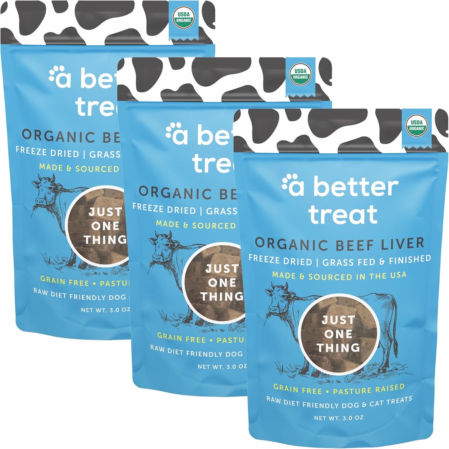 A Better Treat – Organic, Freeze Dried, Single Ingredient, 100% Grass Fed & Finished, Pasture Raised Beef Liver Dog Treats, Cat Treats | Natural Healthy | High Protein, Diabetic Friendly | Made in USA