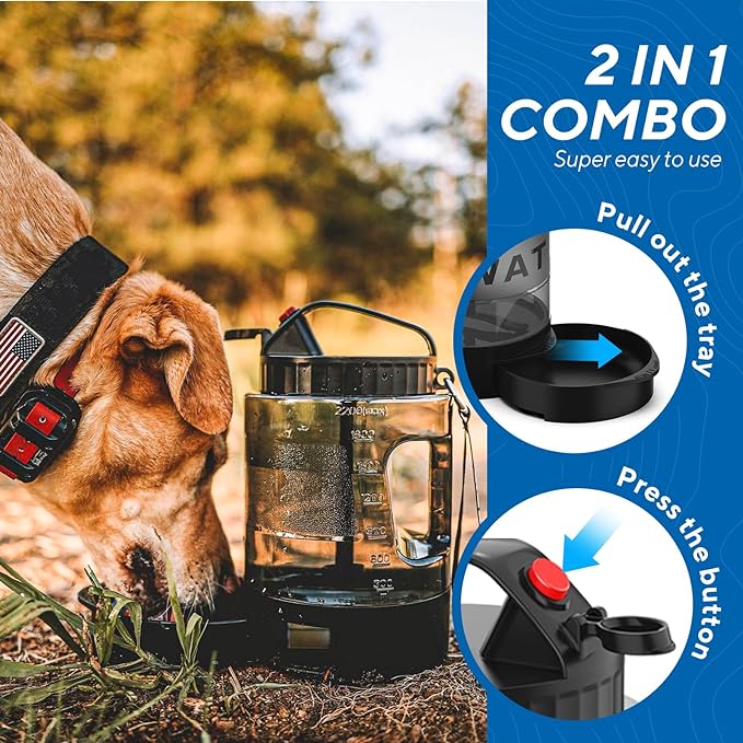 77OZ Large Dog Water Bowl Dispenser with Pull-Out Travel Water Bowls for Dogs + Dog Dryer for Pet Grooming, 3.2HP Adjustable Speed Temp Pet Hair Dryer